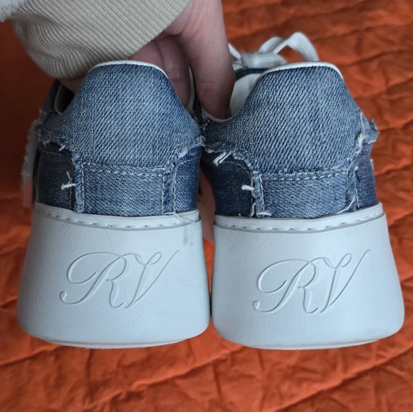 Roger Vivier Viv Crystal Buckle Skate Platform Sneakers Denim - Picture 3 of 7